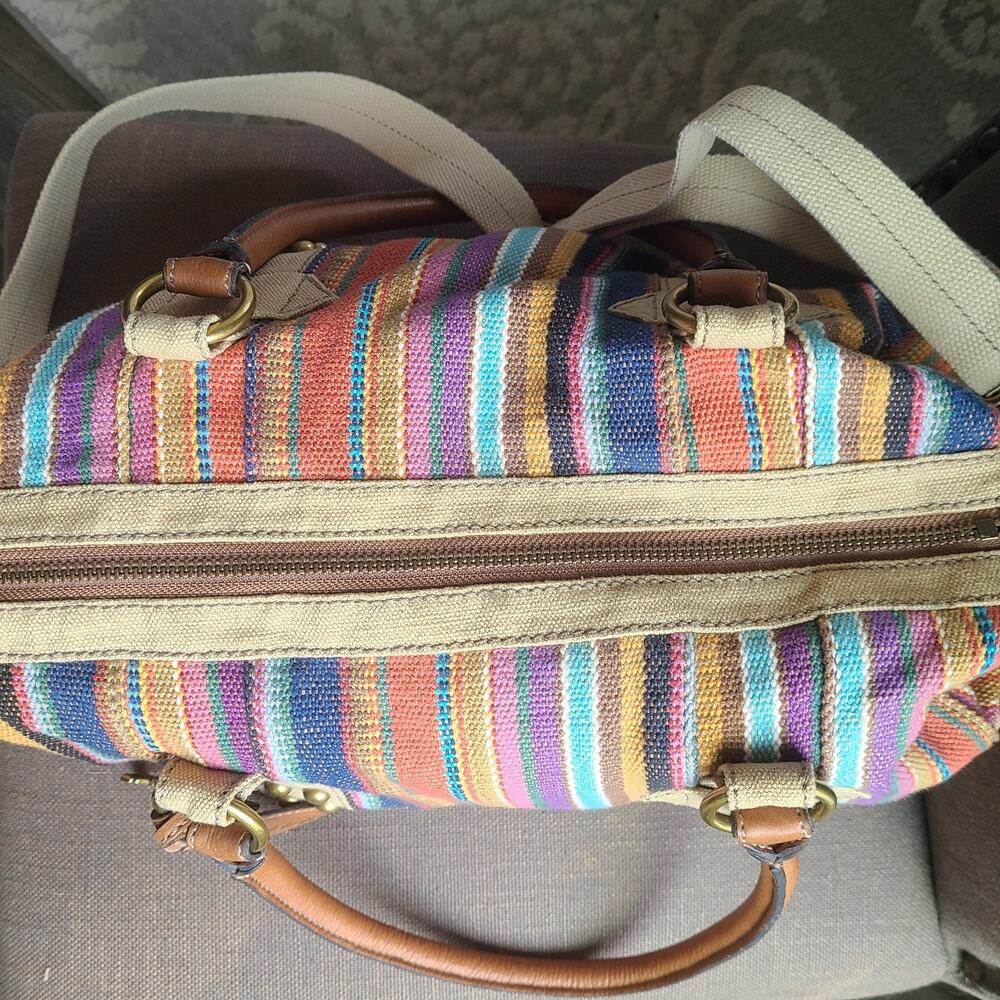 Y2K Fossil Keyper Maddox Striped Tapestry Satchel - Picture 10 of 10